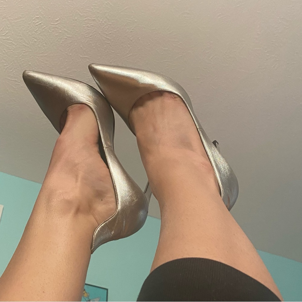 YSL Silver Y2K Pumps